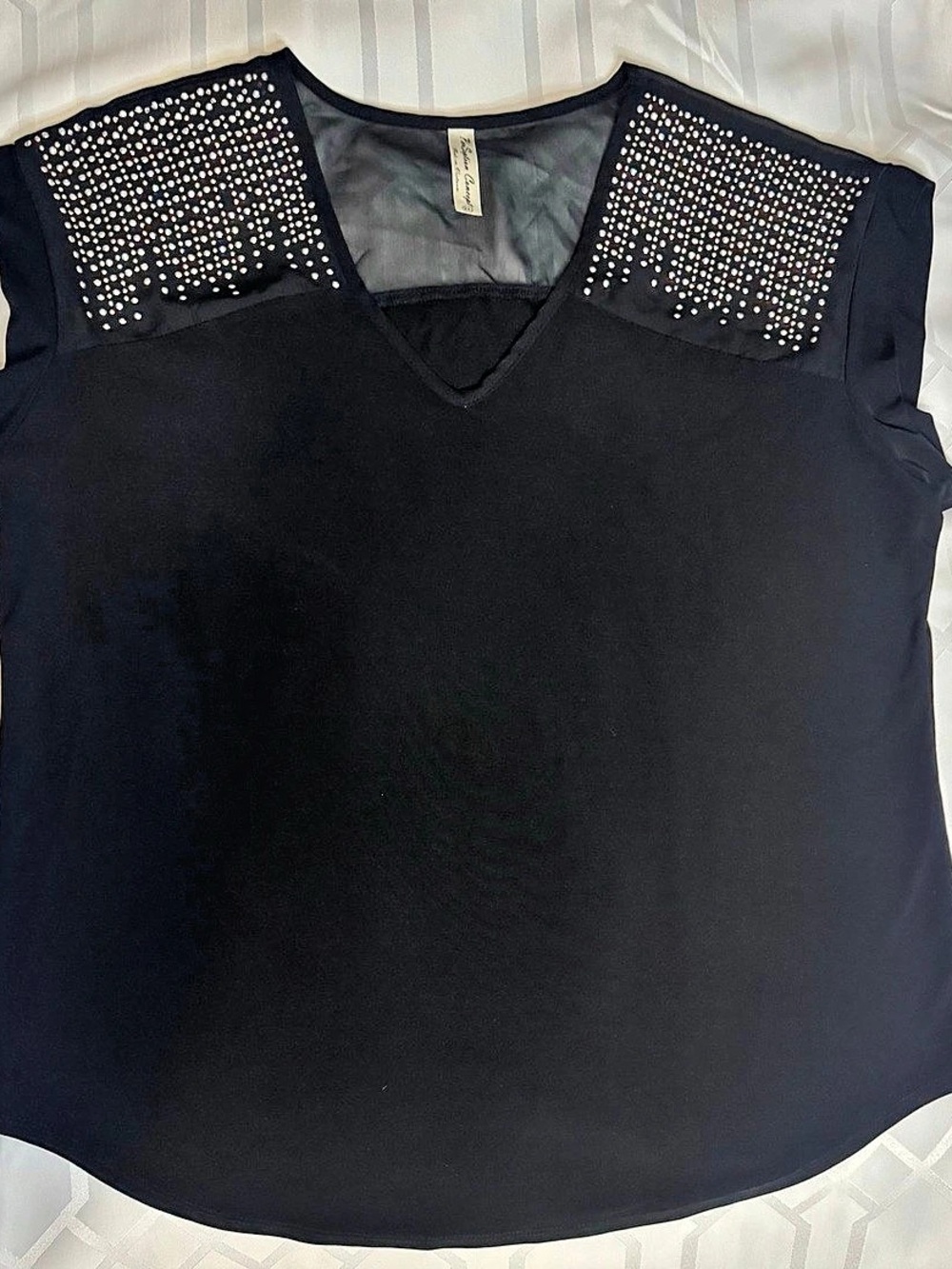Per Septiom Concept - XL - Embellished Shoulder Blouse in Black Like New
